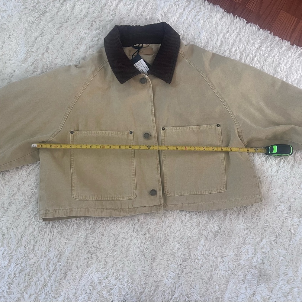 Blank NYC Breaking Camp Beige Cropped Jacket with Brown Corduroy Collar (NWT) - Picture 13 of 16